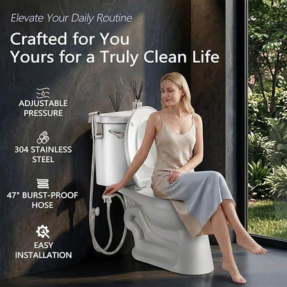 TRIPHIL Handheld Bidet Sprayer for Toilet, Adjustable Water Pressure Jet Bidet Attachment with Leak-Proof 304 Stainless Steel T-valve for Bathroom Cleaning, Cloth Diaper/Feminine Wash, Brushed Nickel