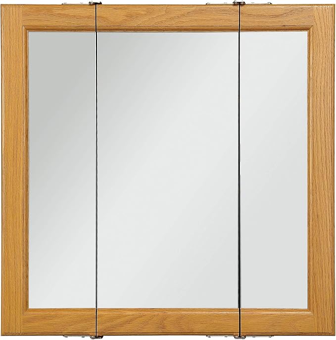 Design House 24 Inch Bathroom Medicine Cabinet, Wall Mount, Mirrored, Honey Oak, 545277-HOK