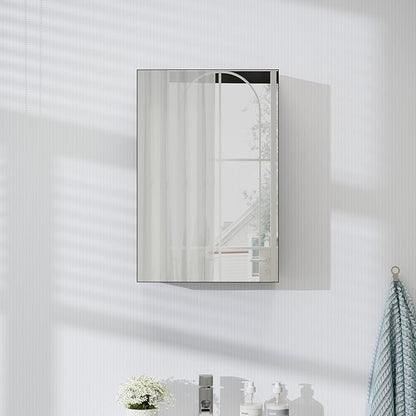 Panana Bathroom Cabinet Medicine Cabinets with Single Mirrored Door Wall Mounted Cabinet with Mirror, Storage Shelf with Adjustable Shelves Storage Organizer Kitchen Cupboard (Black, 19.7x27.6 inch)