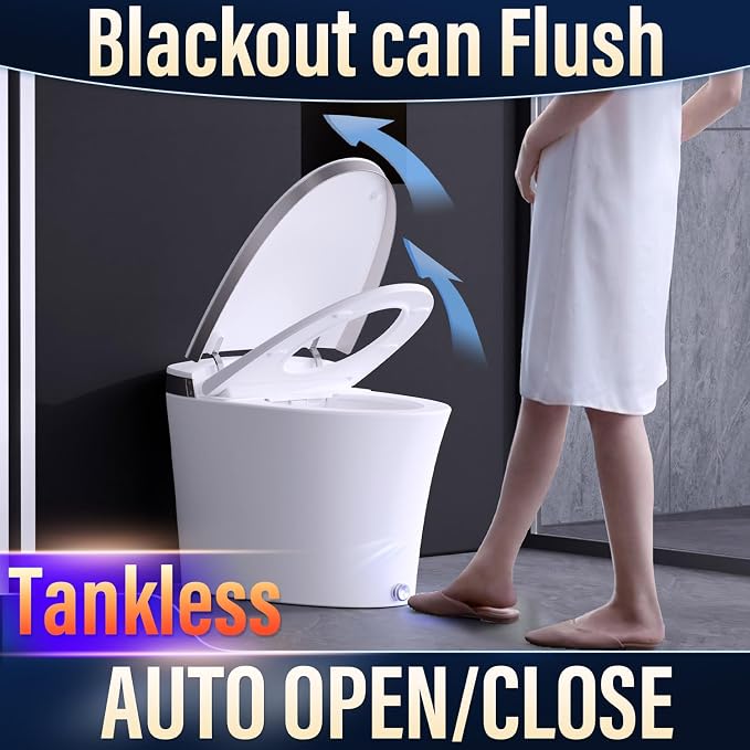 EPLO iX7 Smart Bidet Toilet with Auto Open/Close Heated Seat Foam Dispenser | Auto Flush,Tankless,High-Speed Dryer,Night Light, Warm Water Wash, ADA Comfort Height,ECO Modern,LED Display,Blackout Flush