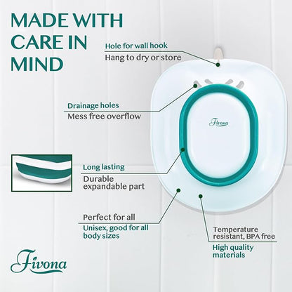 Sitz Bath for Hemorrhoids Soak and Postpartum Care | Toilet Seat | Bartholin Cyst Tub | at Home Soaking Procedures for Men and Detox Vaginal Steaming for Women with Massage Hand Flusher