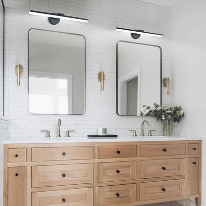 24inch LED Modern Black Bathroom Vanity Lighting Fixtures Over Mirror Vanity Light for Bath Matte Black Wall Sconce Lights for Bathroom (White Light 6000K)