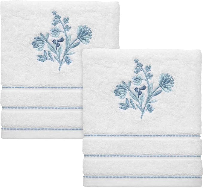 Izod - Hand Towels, Soft & Absorbent Cotton, Floral Bathroom Decor, Set of 2 (Mystic Collection, White)