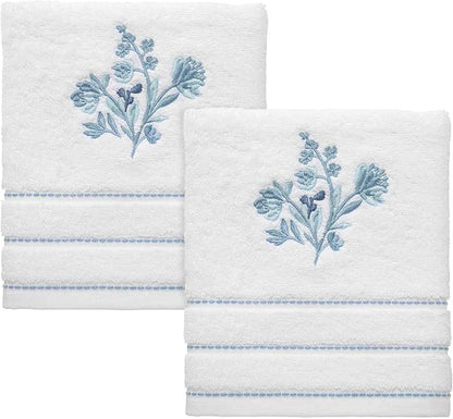 Izod - Hand Towels, Soft & Absorbent Cotton, Floral Bathroom Decor, Set of 2 (Mystic Collection, White)