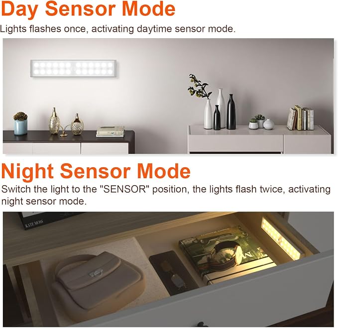 Under Cabinet Lighting Wireless, Motion Sensor Light Indoor, 2 Pack | Rechargeable, 15 Color Temps, Dimmable, Remote, LED Closet Light Magnetic, Under Counter Lights for Kitchen Shelf Home
