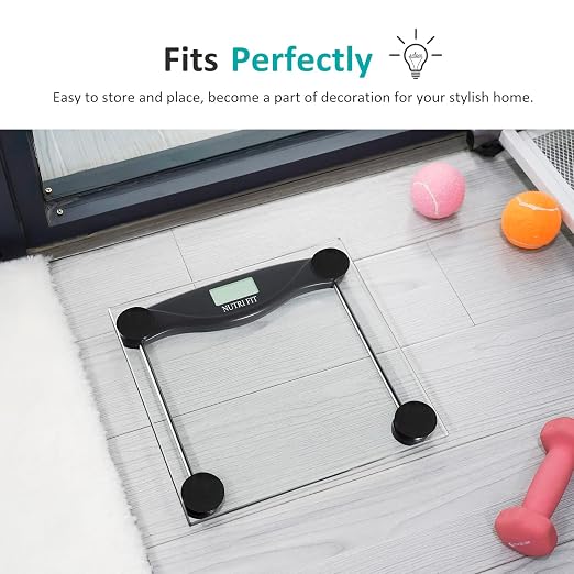 Digital Bathroom Scale for Body Weight Smart Bath Weighing Scales | 0.2lb Precision, 330lb Capacity, Clear LCD Screen, Accurate Electronic Scale for Weight Loss, with CR2032 Battery, Black