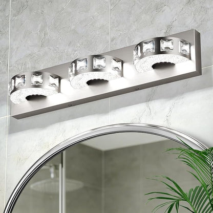LED Modern Bathroom Vanity Light Fixtures (3-Light, 24W, 21.6-Inch), Brushed Nickel Bathroom Wall Lighting Fixtures Over Mirror (Cool White 5500K) for Mirror, Living Room, Kitchen, Hallway, Cabinet