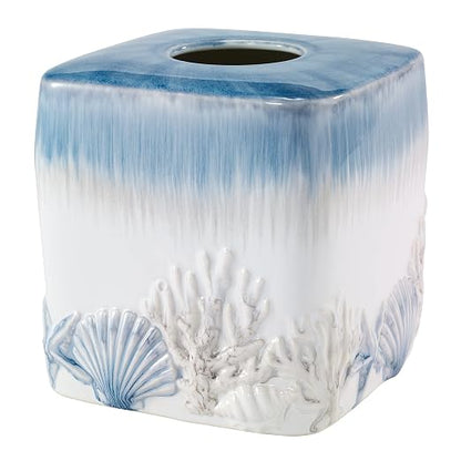 Avanti Linens - Tissue Box Cover, Ceramic Home Accessories, Beach Inspired Bathroom Accessories (Abstract Coastal Collection)