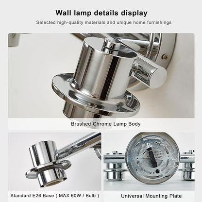 3 Light Bathroom Wall Light Fixtures Chrome Bathroom Wall Sconce with Clear Glass Lights Over Mirror Vanity Lights E26 Base