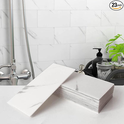VAOVI Matte Peel and Stick Tiles Bathroom Wall(23pcs,Calaeatta)