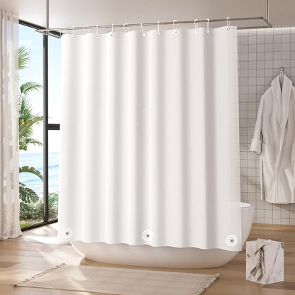Titanker White Shower Curtain Liner, 72x65 PEVA Shower Liner Inside Shower Curtain Liner Washable Shower Curtains for Bathroom with Magnets and Rustproof Metal Grommet Holes