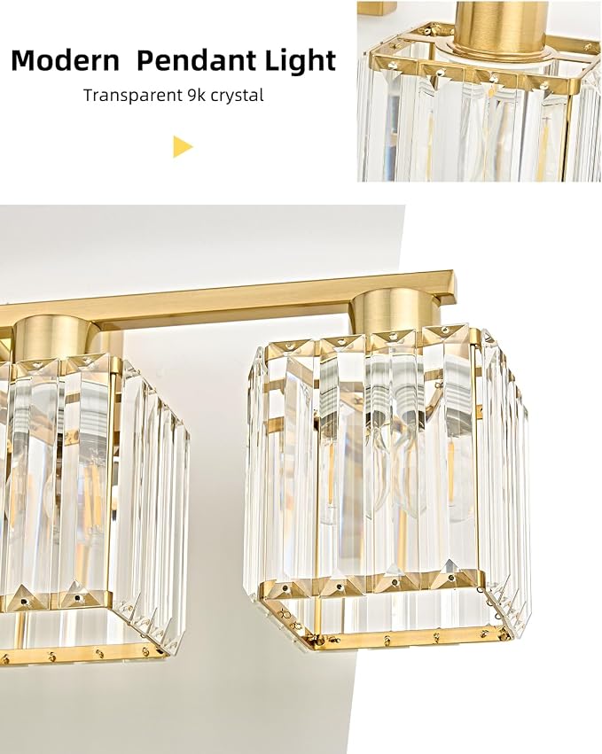 4-Light Bathroom Light Fixtures, Modern Gold Crystal Wall Light for Bathroom,Lighting Fixtures Over Mirror
