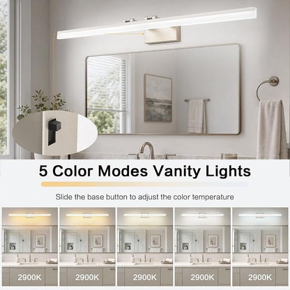 SOLFART Vanity Lights for Bathroom Retractable: 48 Inch 5CCT Brushed Nickel Led Bathroom Light Fixtures Dimmable Adjustable Head ETL Listed