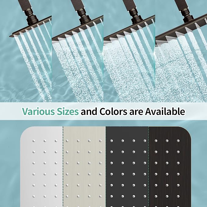 SR SUN RISE Luxury 16 Inch Extra Large Square Stainless Steel Shower Head High Pressure Rainfall Showerhead Ultra Thin Water Saving Oil Rubbed Bronze 2.5 Gpm