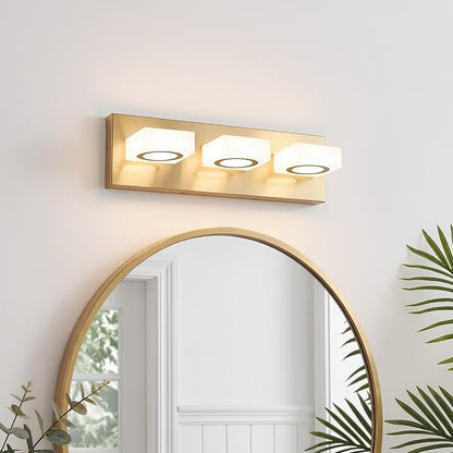 Bathroom Vanity Light, 3-Light 16 Inch Brushed Gold 5CCT 2700-6500K LED Bathroom Light Fixtures Over Mirror, Vanity Lighting Modern Bath Wall Sconce for Mirror Bedroom Living Room