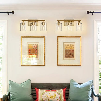 Gold Bathroom Light Fixtures,3-Light Vanity Lights,Modern Brushed Brass Gold Wall Sconce Lighting,Bathroom Wall Lamp for Mirror Bedroom Living Room Vanity Table Hallway