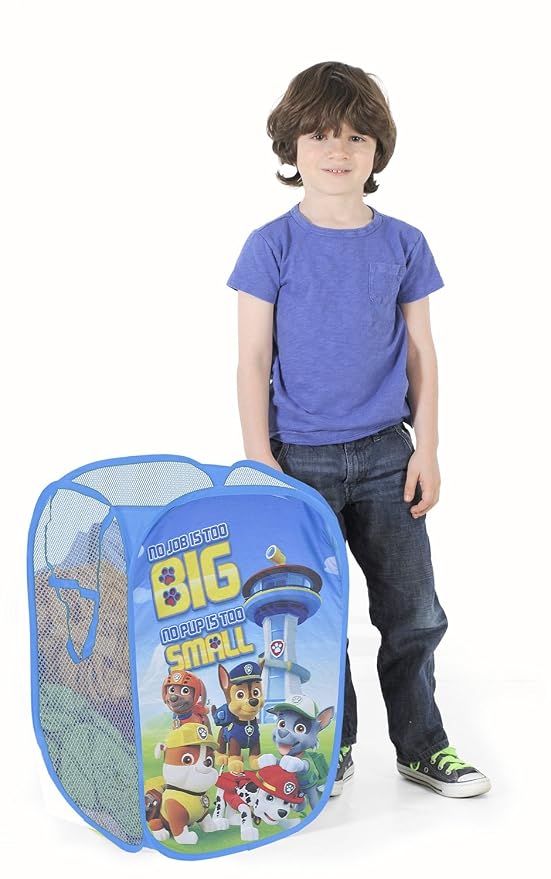 Nickelodeon Paw Patrol Pop Up Laundry Hamper with Durable Carry Handles,Kids Clothes Storage Organizer, 21" H x 13.5" W x 13.5" L