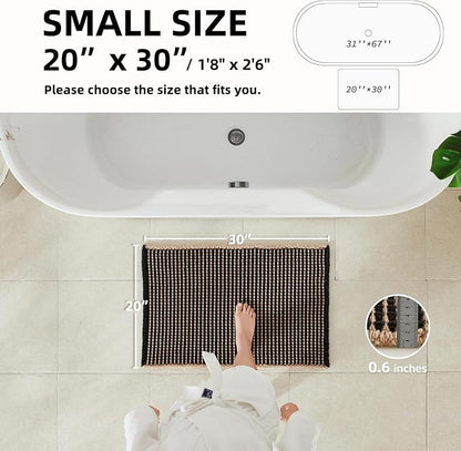 TYUU Waffle Bath Mat, Boho Bathroom Rugs Non Slip, 30x20 Khaki & Black | Super Absorbent Quick Dry Bath Rug, Non-Slip Backing, Soft Waffle Washable Farmhouse Bathroom Mats, Tub, Shower & Home Decor