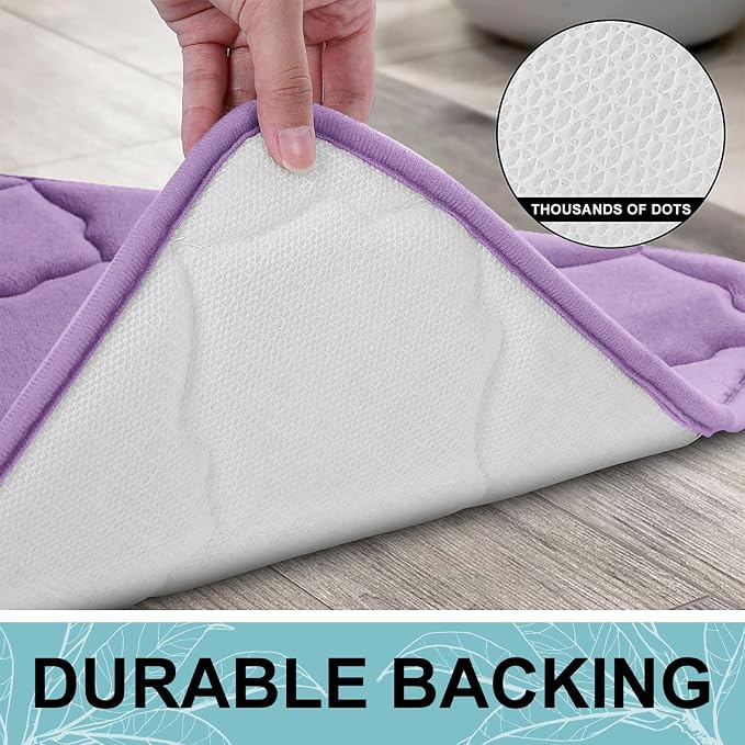 OLANLY Memory Foam Bath Mat Rug 30x20, Ultra Soft and Absorbent Bathroom Rugs, Non-Slip, Comfortable, Machine Washable Bath Carpet for Bathroom Floor, Tub, Shower and Home Decor Accessories, Lavender