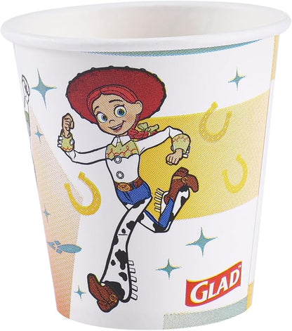 Glad for Kids Disney Pixar Toy Story Mini Paper Cups, 3 Oz, 20 Count, 18-Pk | Soak-proof bathroom rinse cups sized for little hands, colorful Toy Story characters