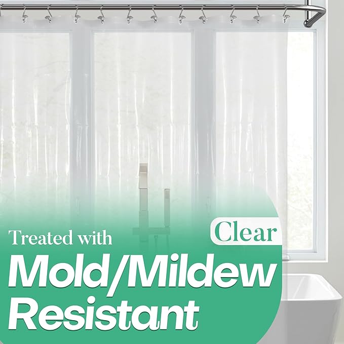 Mrs Awesome Clear Shower Curtain Liner with 3 Magnets, 72x72 | 12 Rustproof Grommets, Premium Flexible Sturdy Plastic Shower Curtain for Bathroom Lightweight, Waterproof,72W x 72H
