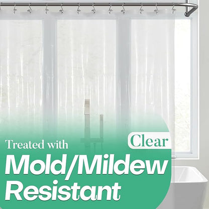 Mrs Awesome Clear Shower Curtain Liner with 3 Magnets, 72x72 | 12 Rustproof Grommets, Premium Flexible Sturdy Plastic Shower Curtain for Bathroom Lightweight, Waterproof,72W x 72H