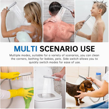 G-Promise All Metal Square 3 Function Handheld Shower Head(Chrome) | All Metal Construction, 3 Function Modes with Massage, Modern Look, Push Switch, Easy Installation