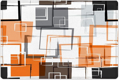 Abstract Geometric Orange Shower Curtain Sets with Rugs, Gray Black and White Geometric Textured Bathroom Curtain Polyester Fabric Bathroom Decoration Shower Curtain Set,70L X 70W Inches