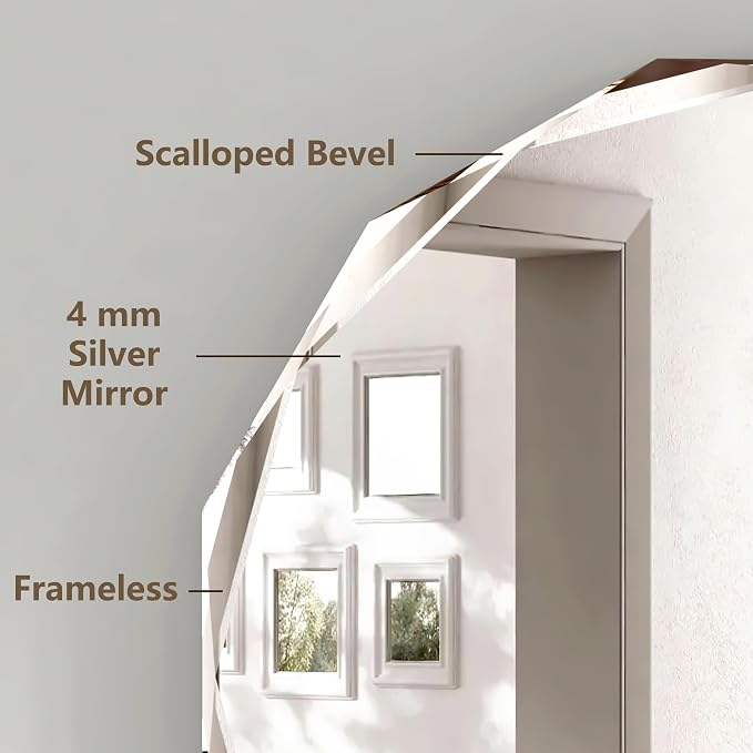 30x30 Inch Bathroom Mirrors for Over Sink, Round Frameless Mirrors for Wall | Beveled Bathroom Mirror, Bathroom Vanity Circle Mirror for Bedroom Living Room Entryway Home Decor