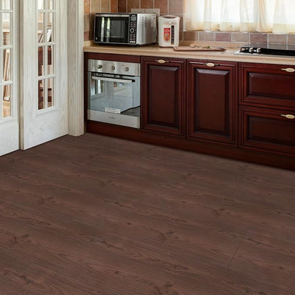 Peel and Stick Floor roll:12 * 118in Vinyl Flooring roll | waterproof,self-adhesive floor tile sticker for bathroom/kitchen/bedroom/livingroom/hallway(walnut brown)