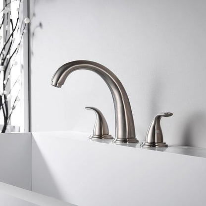 SUMERAIN Classic Roman Bathtub Faucet Brushed Nickel Tub Faucet 3 Hole 2 Handle, Valve Included