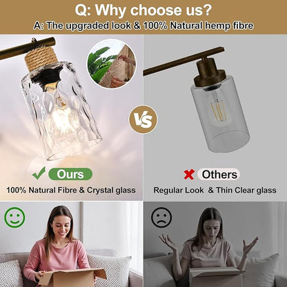Bathroom Light Fixtures, 5-Light Coastal Vanity Lights with Crystal Glass Shade, Oil-Rubbed Bronze Bathroom Wall Lamp for Mirror Kitchen Hallway Cabinet