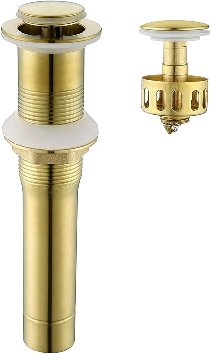 Pop up Sink Drain Stopper for Bathroom Vessel Vanity Sink Art Basin Brushed Gold, Small Cap Without Overflow, Metal Pop-up Drain Strainer with Detachable Basket Stopper | Pop Up Drain, Made of Metal, Small Cap, with Detachable Basket Stopper, Drain Fas...