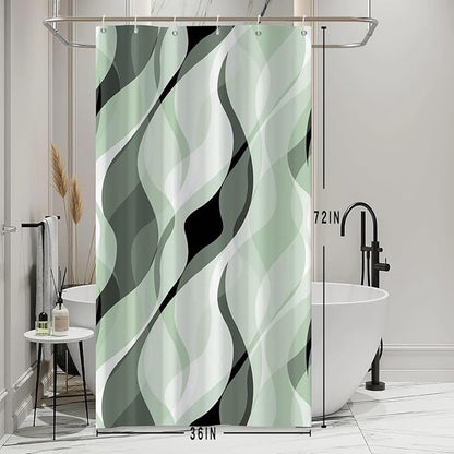 Stall Shower Curtain, Small Green Shower Curtain Set for Bathroom Modern Waterproof Shower Curtain Set with Hooks, 36x72 Inch