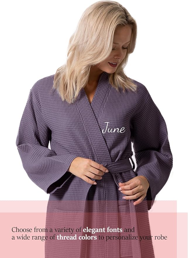 Waffle Knit Lightweight Kimono Spa & Bath Robes for Women - Quick Dry - Soft