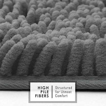 Hearth & Harbor Bathroom Rugs, Chenille Bath Mat - Machine Washable Bath Mats for Bathroom Non-Slip Backing Rubber, Quick Dry Bathroom Mat