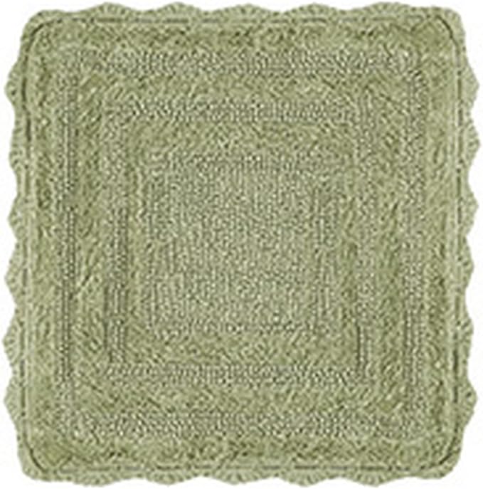 Better Trends Lilly Crochet 24x40 Reversible Bath Rugs and Bath mats for Bathroom, Luxurious 100% Cotton Bath Rug & Water Absorbent Bathroom Mat - Sage Green Bath Matt