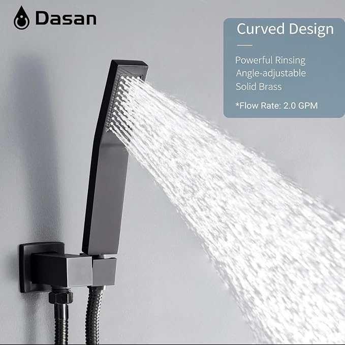 DASAN Tub Shower Faucets Sets Complete Matte Black Bathtub Shower System with Tub Spout, Bathtub Faucet Set Tub and Shower Faucet Combo Trim Kit with Rough-in Valve