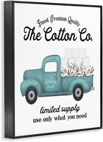 Stupell Industries 'Toilet Paper Cotton Truck', Framed Giclee Art, Black, 16 x 20 Inches, Easy to Hang and Sturdy, Made in USA, by Lettered and Lined | Stupell Industries | Black, 16 x 20 Inches, Easy to Hang and Sturdy, Made in USA, by Lettered and Lined