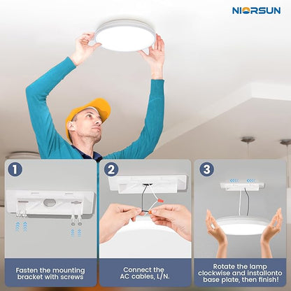 NIORSUN 7 Inch LED Ceiling Lights,5CCT Lighting Options Dimmable Flush Mount Ceiling Light,15W Bathroom Ceiling Lights,Flat Ceiling Light,Low Profile Light Fixture for Hallway Bedroom,2 Pack White