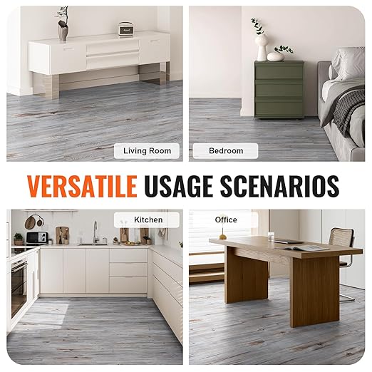VEVOR Peel and Stick Floor Tile 36" x 6", 36 Tiles Self Adhesive Vinyl Floor, 0.62 mm Thick, Vintage Wood Grain DIY Flooring Tiles for Bedroom, Living Room, Bathroom (54 Sq.Ft/Box)
