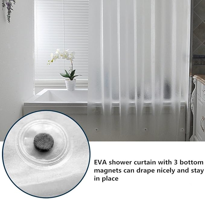 AooHome Shower Stall Curtain Liner for Small Size 48x72 Inch, 8G Eva RV Shower Curtain Frosted Pattern, Narrow Standing Single Water Repellent Shower Liner, Semi Transparent