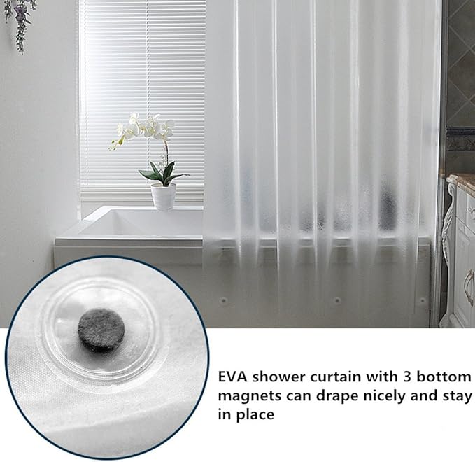 AooHome 72x72 Shower Curtain Liner - 8G Eva Heavy Duty Frosted Bathroom Plastic Shower Liner with Rustproof Metal Grommets and 5 Bottom Magnets, Thickness, Water Repellent, Semi-Transparent