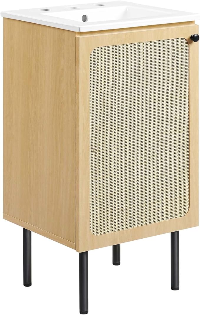 Modway EEI-6691-OAK-WHI Chaucer 18" Bathroom Vanity, Oak White