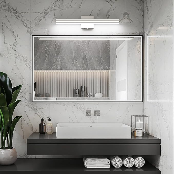 Ralbay 24inch Brushed Nickel Vanity Light with 5 Color Temperature (2700K-6000K) Dimmable Acrylic Metal 24W LED Modern Bathroom Vanity Light Bar