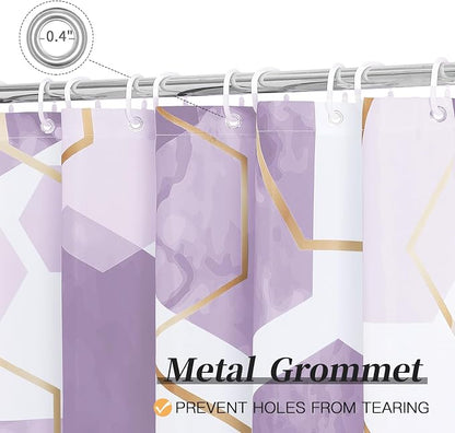 Litabel Long Shower Curtain for Bathroom, Geometric Bathroom Decor 72x78 | Long Modern Minimalist Shower Curtais, Lavender Geometric Art Print Abstract Waterproof Bath Curtain