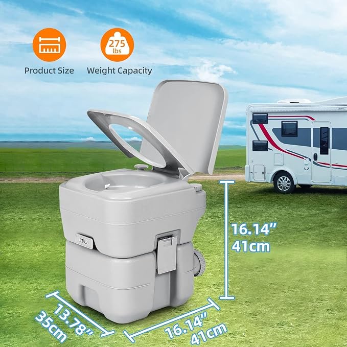 YITAHOME 2.64Gal Portable Toilet Camping Porta Potty | w/Press Flush Pump, Space Saving Indoor Outdoor Toilet for Adults, RV Travel, Boat and Trips