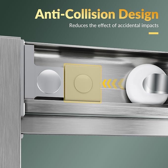 ELEGANT 34" D x 34" W x 72" H Corner Double Sliding Shower Door, Brushed Nickel Frame, 1/4" ANSI Tempered Glass, Space-Saving for Small Bathroom