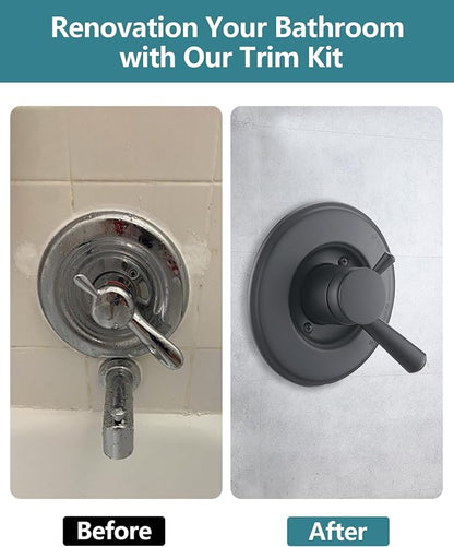 Shower Trim Kit Compatible with Delta 17 Series, Shower Cover Plate with Handle, Matte Black(Valve& Catridge Not Inclued)