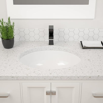Undermount Bathroom Sink Oval - Dcolora 18"x15" White Porcelain Ceramic Oval Vessel Sink Under Counter Lavatory Vanity Bath Sink Bowl Basin With Overflow